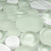 TBUBWG-01 Random Circle Glass Mix Stone Mosaic wall Tile in Mint Green and White